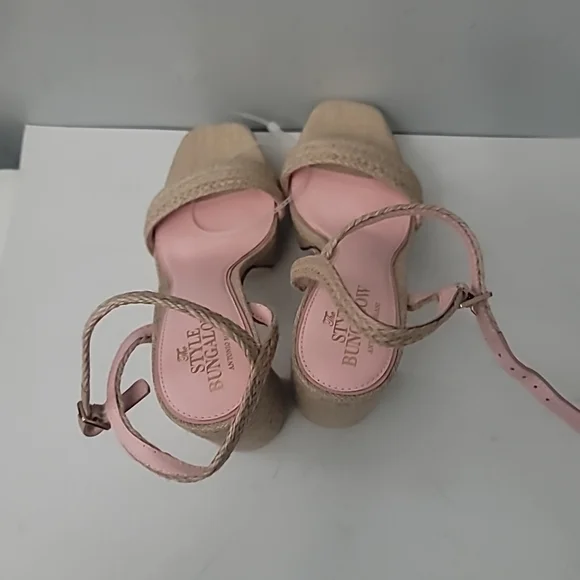ANTONIO MELANI Beige and Pink Espadrille Platform Sandals - Picture 5 of 9
